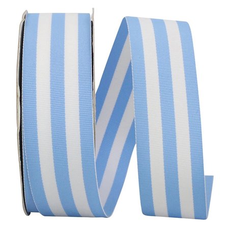 RELIANT RIBBON 1.5 in. 25 Yards RD Grosgrain Stripes Ribbon, Light Blue 25103-052-09J